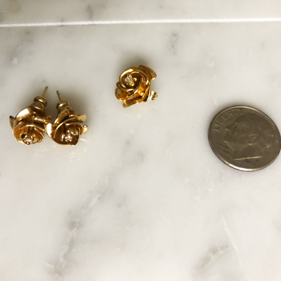 💥Super Sale💥 Vintage Gold Rose earrings and pendant with rhinestones - Picture 5 of 5